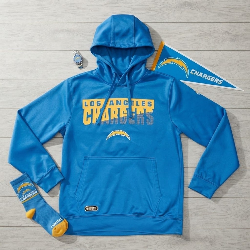 NFL Team Apparel Los Angeles Chargers New Era Hoodie Blue Mens Medium Combine